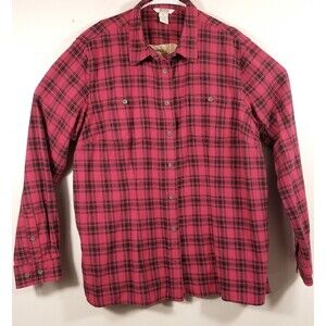 Duluth Shirt Womens XL Red Plaid Flannel Button Up Cotton Outdoors Hiking